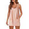 2023 Summer Solid Color Sleeveless Tank Dress with Thin Straps and Pocket