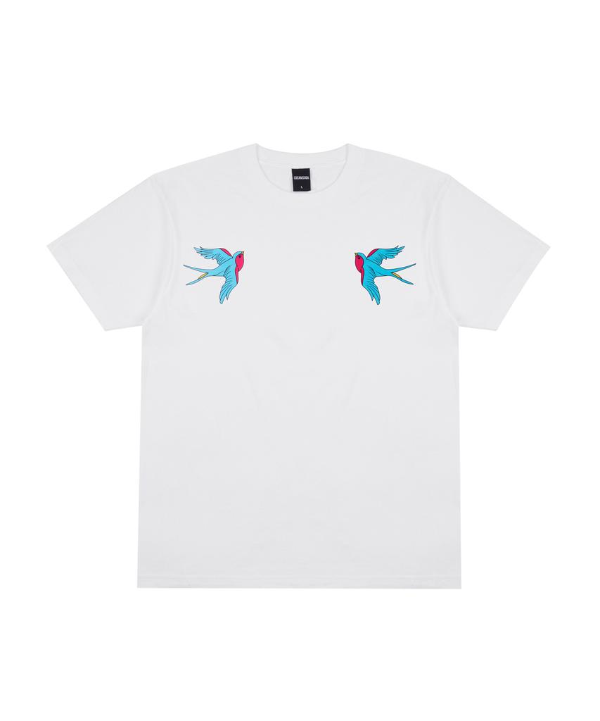CREAM SODA LAB Swallow Twin Short Sleeve Tee White