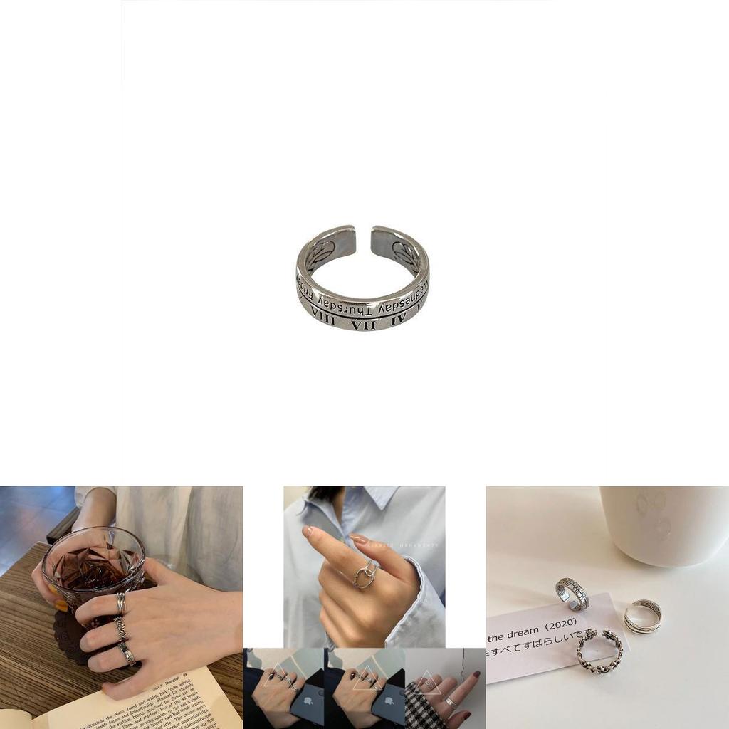 925 Sterling Silver Ring For Women Featuring Unique Hip Hop Open Design With Roman Numerals