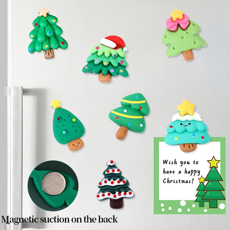 Christmas Tree Refrigerator Stickers Christmas Refrigerator Atmosphere Decoration Cute Resin Magnetic Refrigerator Stickers