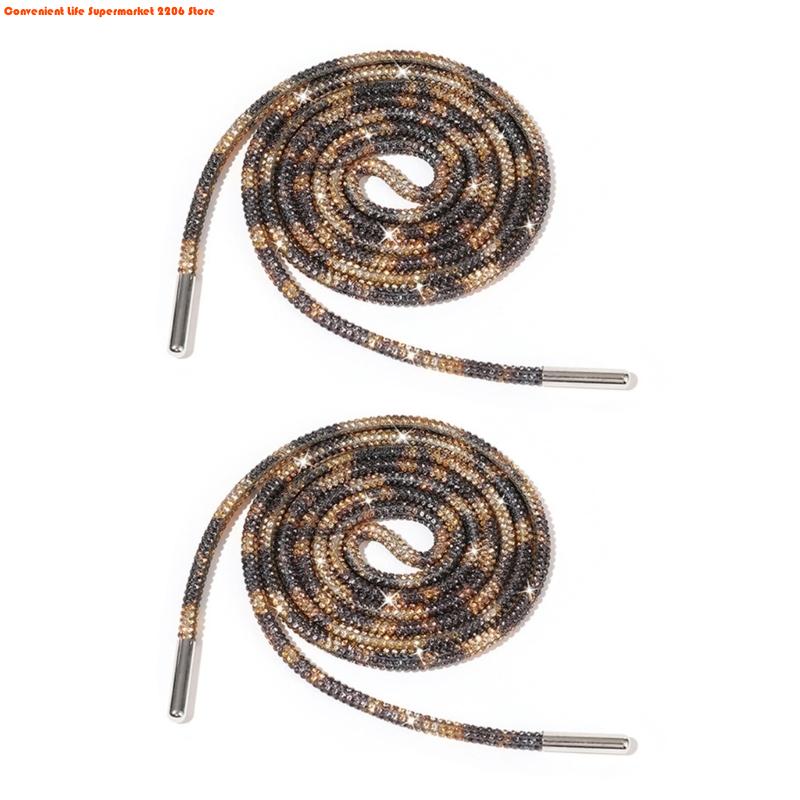 2Pcs Rhinestones Shoelaces 140cm Glitter Round Laces Shining Crystal Shoe Lace Strings Drawstring Cords Replacement