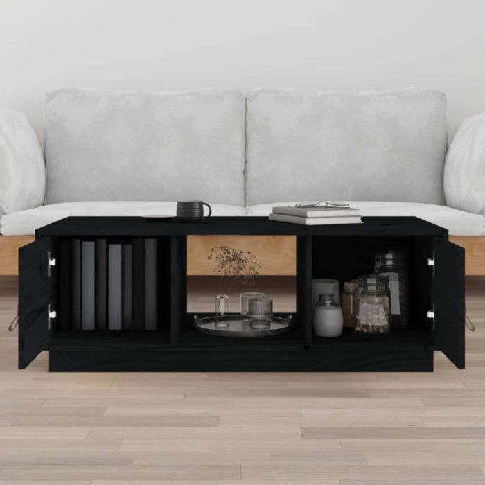 818269 vidaXL Coffee Table Black 100x50x35 Cm Solid Pine Wood