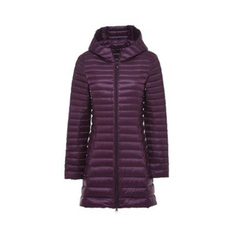 Autumn and winter light down jacket women's hooded medium and long thin slim portable jacket warm winter clothing