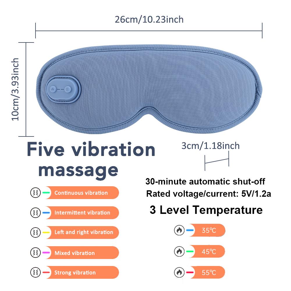 Hot Compress Eye Mask USB 6 Vibration Massage Dry Eyes Relief Heated Steam Eyemask with Remote Control For Sleeping Office