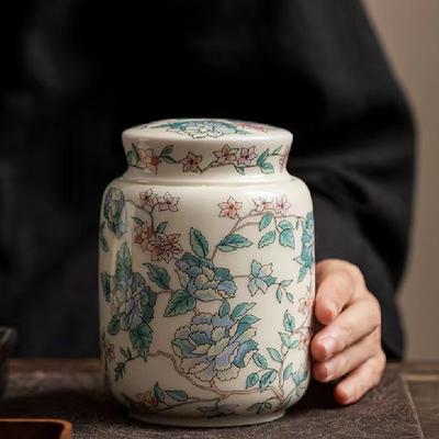 Retro Ceramic Tea Pot High-grade Enamel Sealed Pot Portable Ceramic Ginger Pot Table Top Home Decoration Wedding Ornaments