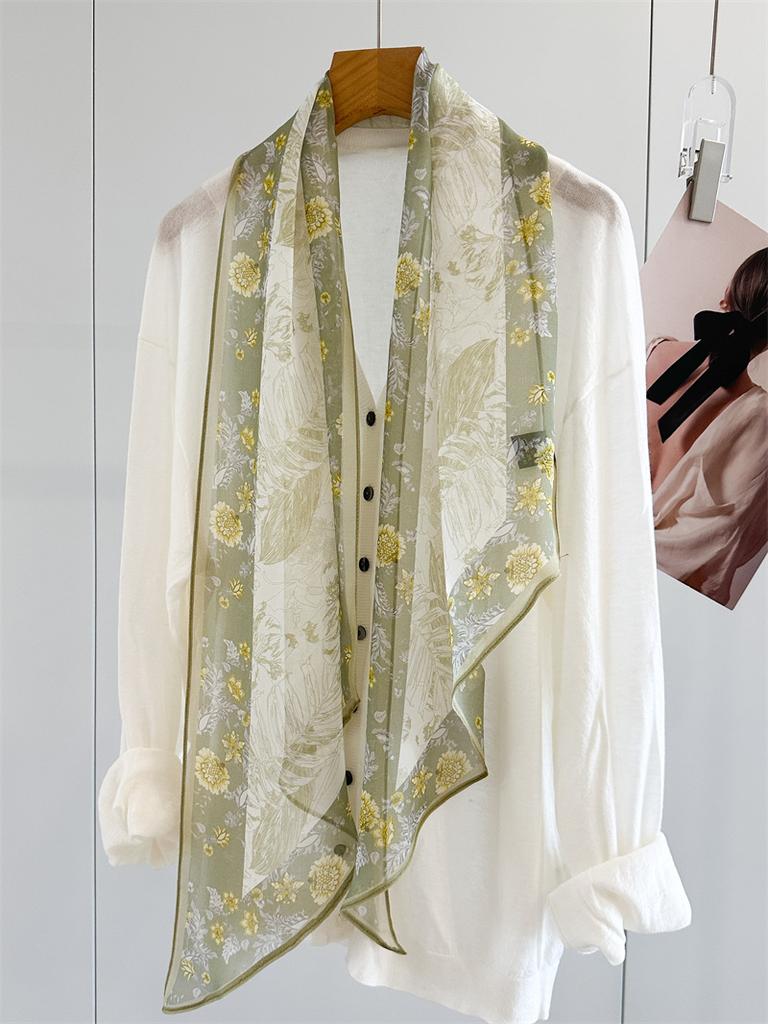 French ink butterfly silk long scarf mulberry silk georgette thin breathable versatile gentle wind decorative silk scarf batch