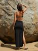 2026 Spring/Summer Fashion Three-Piece Set Women Black Bikini Top High Slit Maxi Skirt Set Two Piece Swimsuit Cover Up Elegant Beachwear Vacation K305