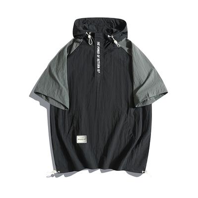 Letni T-shirt z kapturem z krótkim rękawem dla chłopców Duży Luźny Jedwab Lodowy Szybkoschnący Półrękaw T Plus Gruby Plus Rozmiar Top