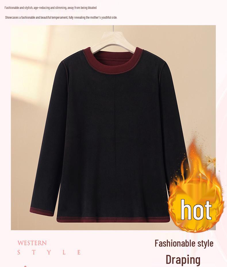 Plus Size Velvet Winter Top - Stylish New Arrival for Middle-Aged Women