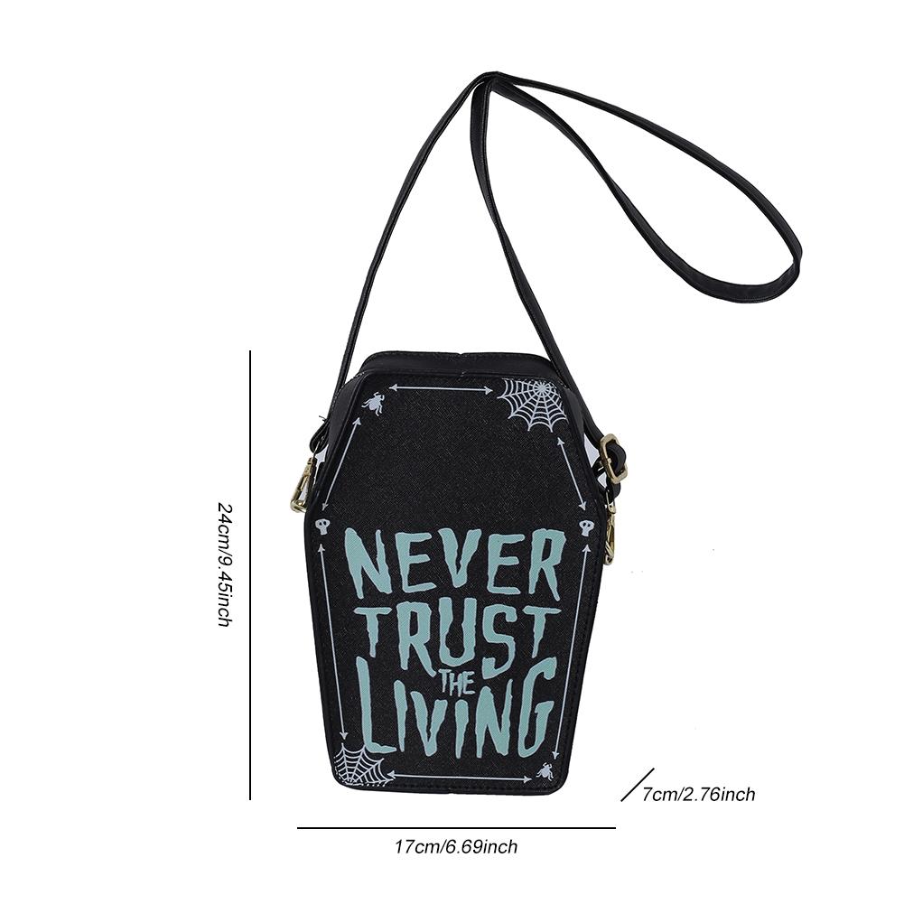 Women Coffin Satchel Purse Gothic Shoulder Bag PU Leather Skull Shape Cellphone Pouch Y2K Crossbody Bags Halloween Versatile Bag