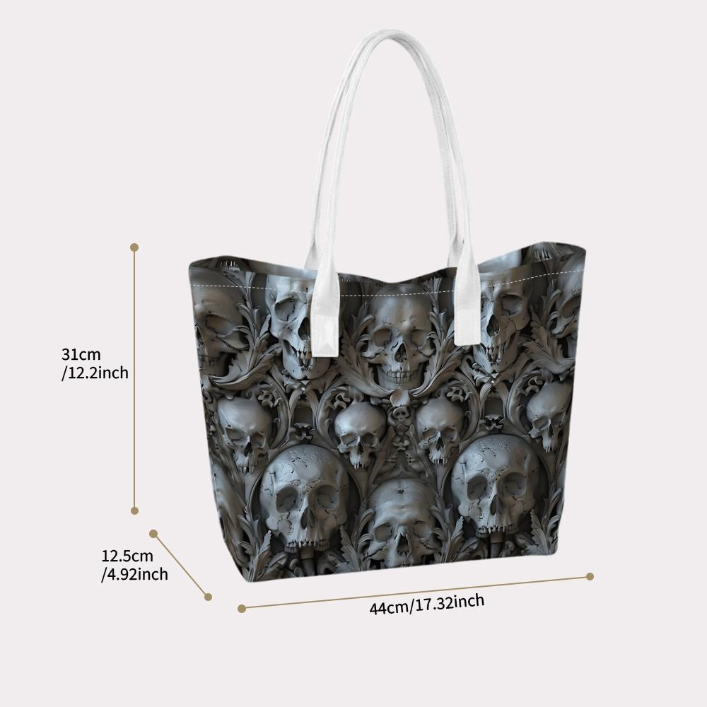 Gothic Skull Pattern Fashion Tote Bag Stylish Portable Casual Daily Carry Handbag