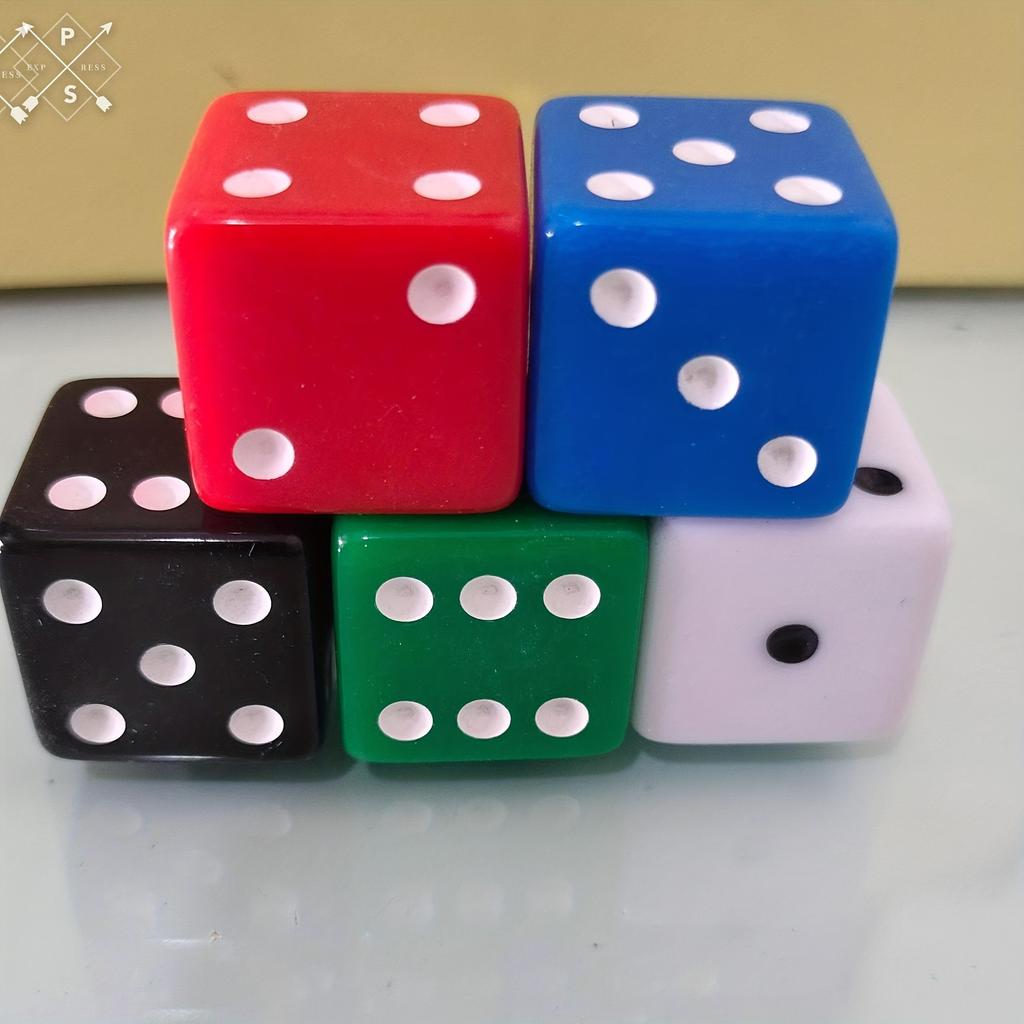 25mm Große Abgerundete Würfel - 5 Farben - Ideal für Kinder und Erwachsene zum Spielen