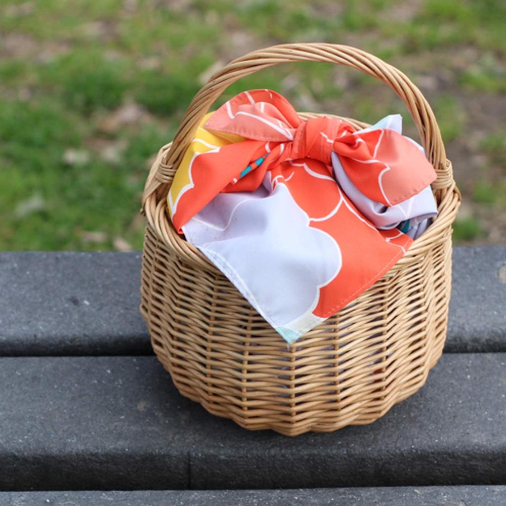 Musubi Furoshiki 100 Himemusubi Aqua Drop Adeline Klam Peony Orange 100cm Polyester Water-repellent
