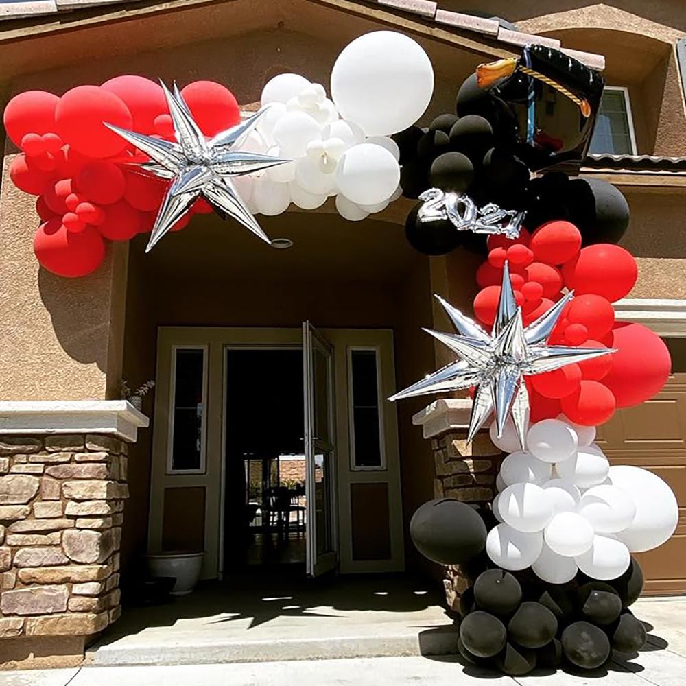 Zwart Witte Ballonnen Boog Kit Rode Confetti Ballon Slinger Bruiloft Verjaardag Babyborrel Kinder Verjaardagsfeest Decoratie Globos