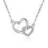 925 Silver Zircon Double Heart Necklaces For Women Girls Wedding Luxury Designer Jewelry Accessories Argent 925