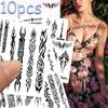 10sheets Black & White Tribe Tattoo Stickers For Hand Arm Body Temporary Fake Waterproof Tattoo Stickers DIY Creative Gifts