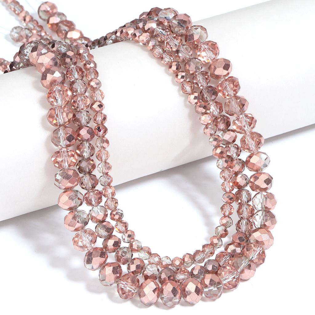4 6 8mm Faceted Crystal Beads Light Red Copper Glass Loose Beads For Jewelry Making DIY Handmade Necklace Bracelet Accessories
