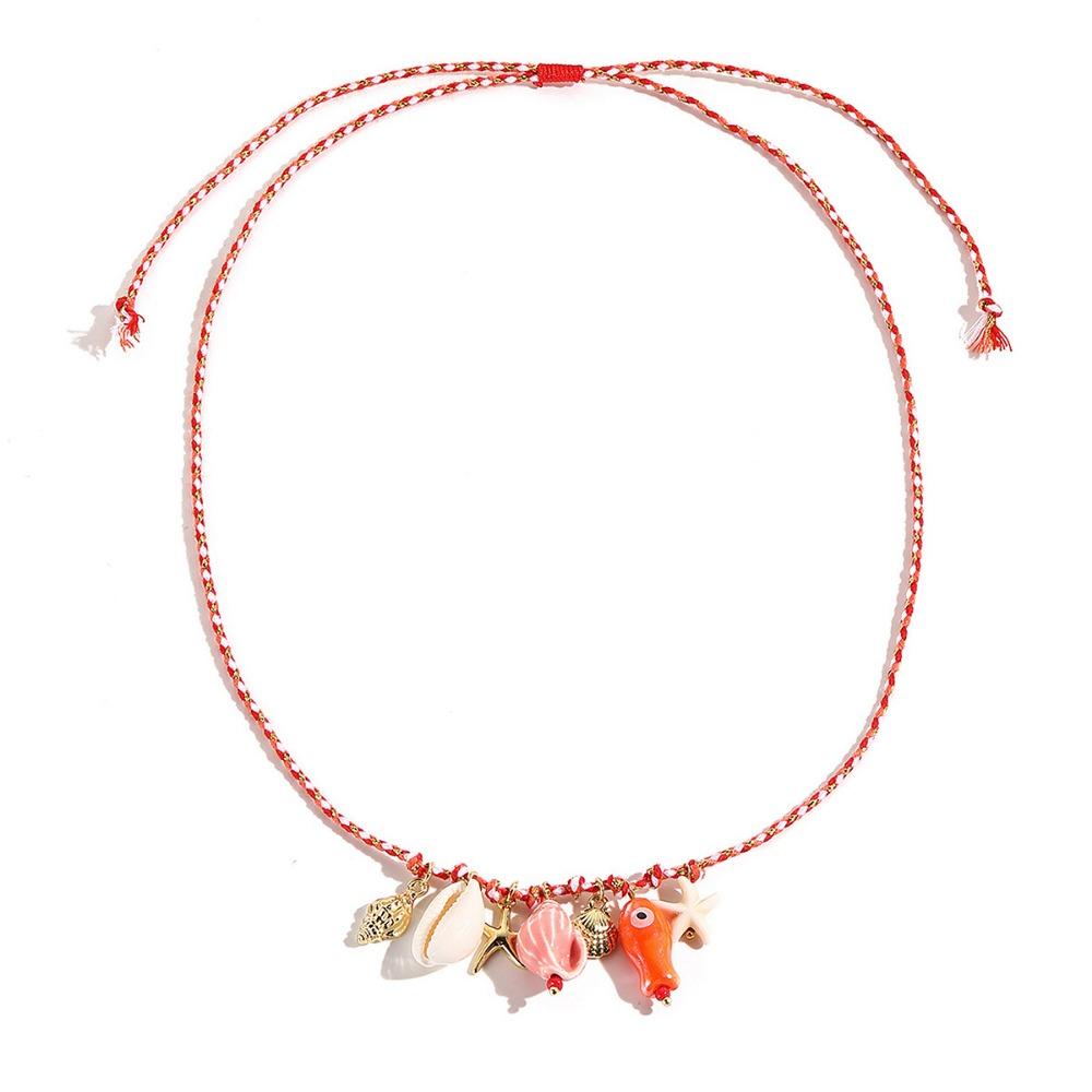 Ornaments Shell Starfish Necklace Adjustable Shell Starfish Beach Chain  Women