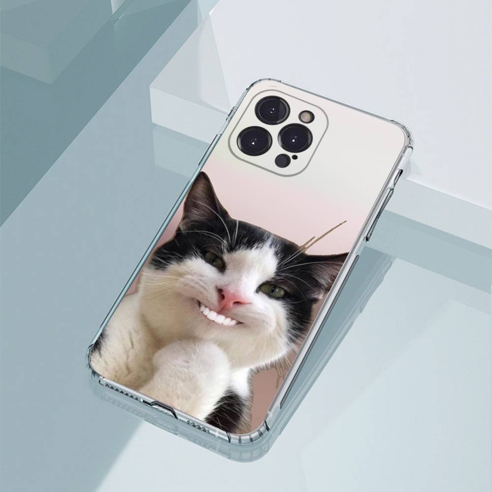 Funny Cute Cat Phone Case For iPhone11,12,13,14,15,16,17,Plus,Pro,Max,Plus,Transparent Cover
