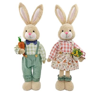 Height Adjustable Rabbit Figurine Easter Decoration Polyester Fabric Hare Ornament For Kids Room Tabletop Garden Yard