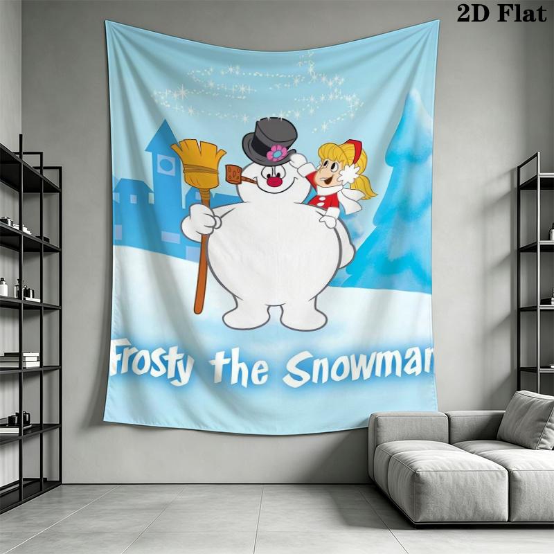 Frosty the Snowman Wall Tapestry Aesthetic Wall Hanging Printed Fabric Blanket Decorative Tapestries for Bedroom Living Room Home Decor