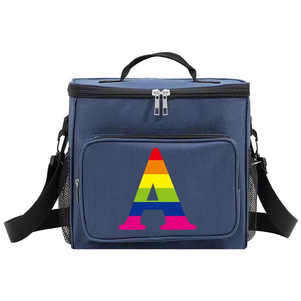 

Thermal Handbag Lunch Box Cooler Organizer Case Waterproof Outdoor Travel Shoulder Lunch Bag for Men and Women Rainbow Pattern