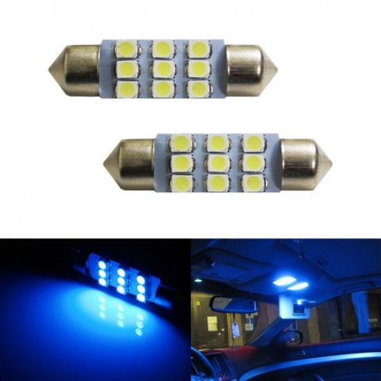 Ультрасиние 9-SMD 1,50  36 мм 6411 6418 Светодиодные лампы для внутреннего освещения автомобиля (карты, потолочные плафоны)