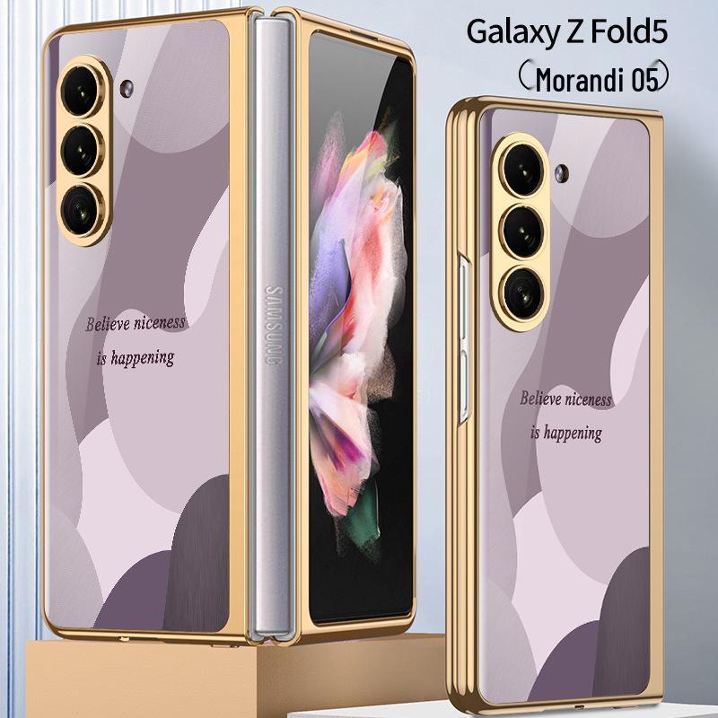 Samsung W24 Fold5 Electroplated Glass Phone Case - High-End Creative Design for Women Fold5