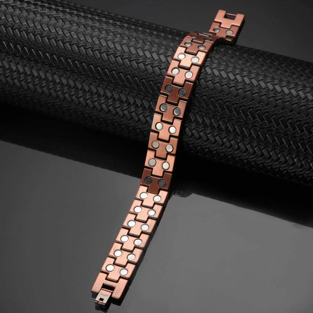 Copper Bracelet for Men Double Raw Magnets for Joint Pain and Stiffness Joint Related Inflammation and Skin Allergies