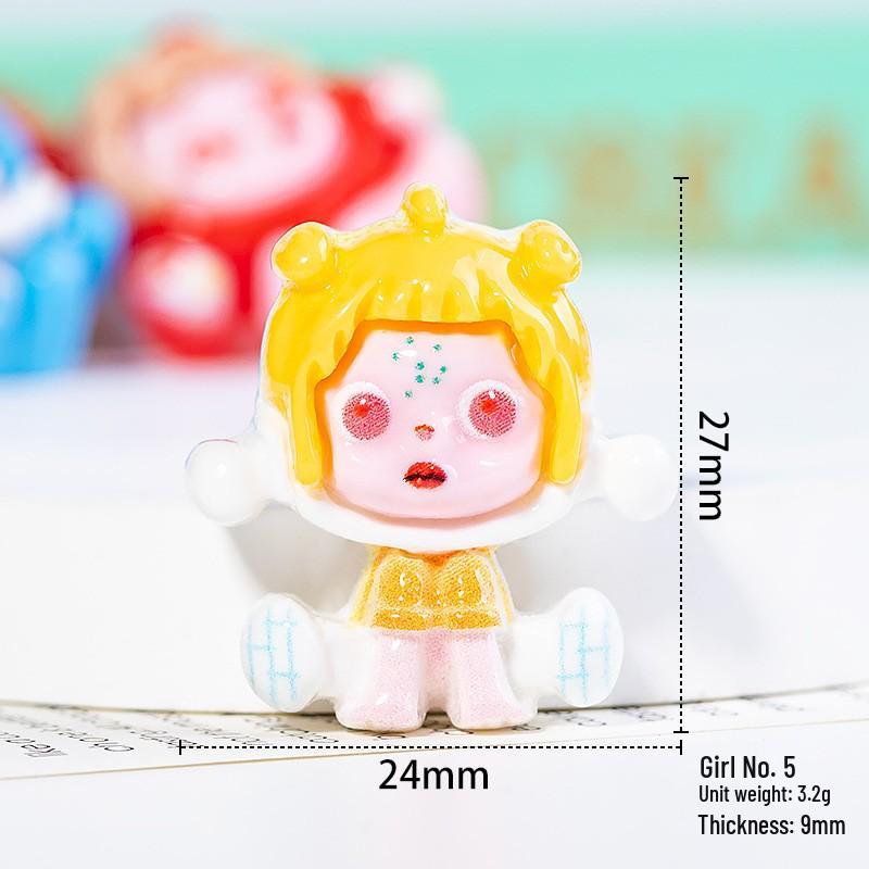 Cartoon Girl Resin Accessories: Cute Sitting Pose DIY Phone Case, Keychain, and Headwear Components
