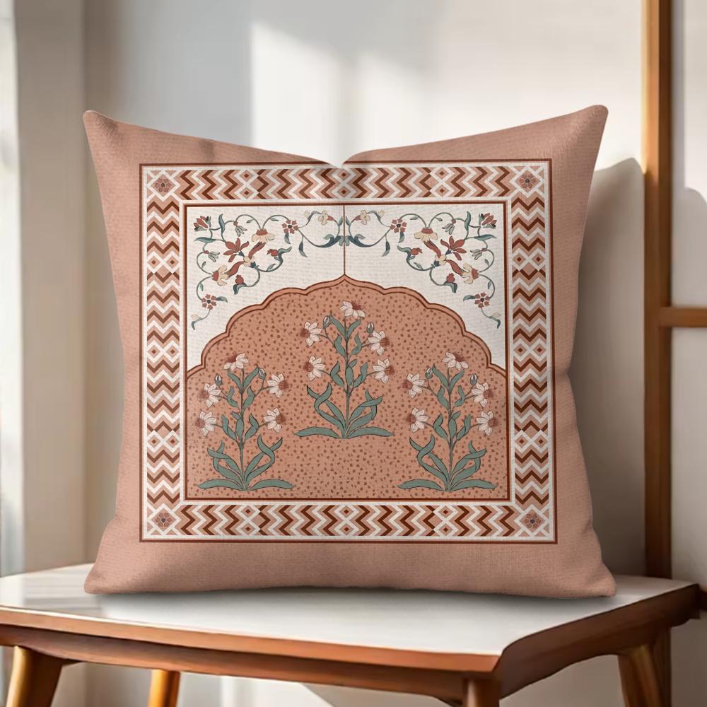

Retro Roman pattern Cushion Cover Natural Linen Organic Fabric DoubleSided Printing Couch Pillow Covers Home Decor 30x30cm