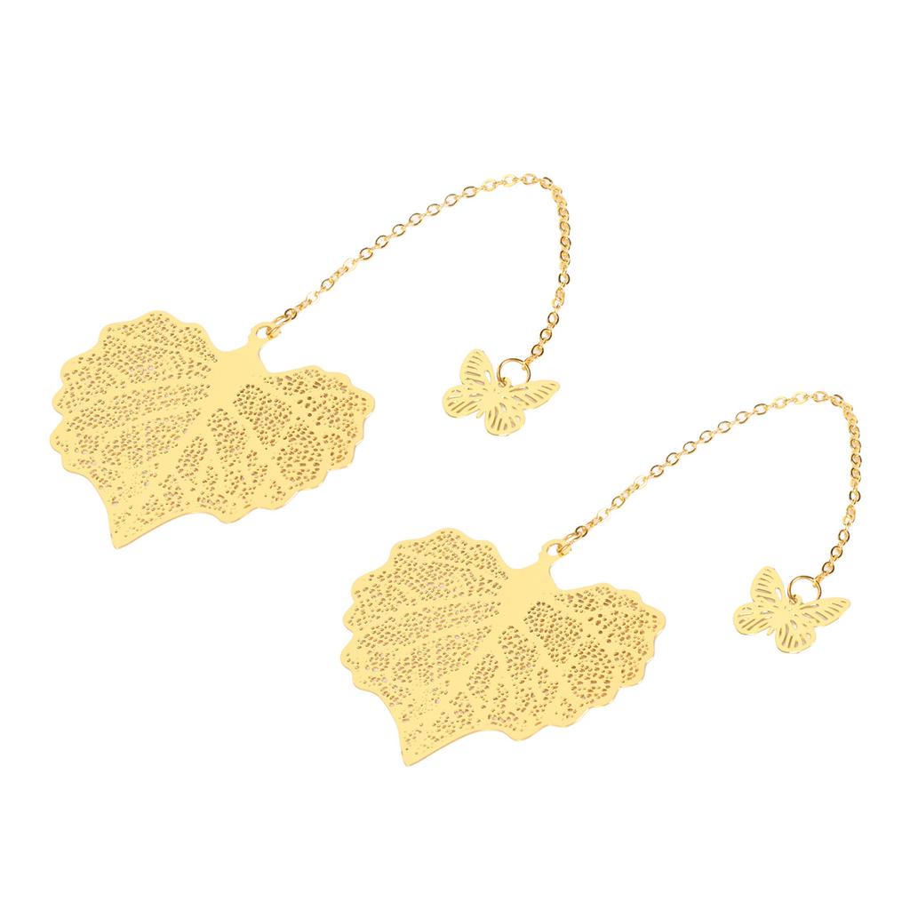 2pcs Leaf Vein Bookmark Metal Ingenious Vintage Thin Lightweight Hollow Leaf Bookmark for Household