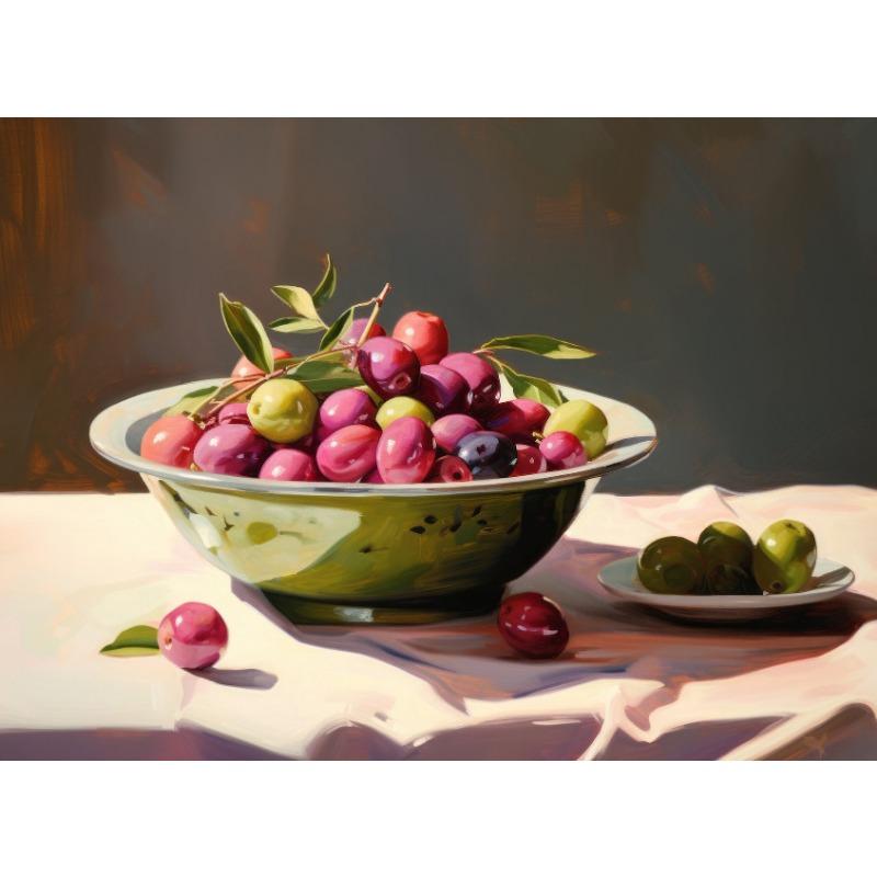 Vintage European Pastoral Italian Olive Bowl Posters and Prints Canvas Printing Wall Art Picture for Living Room Home Decoration