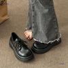 3543 Wind Small Leather Shoes Women's 41 Retro Big Head Shoes Muffin Platform Lace-up Student Single Shoes 42