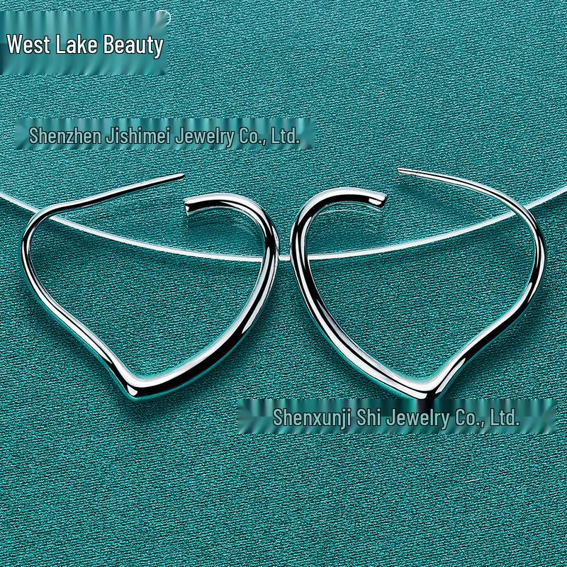 

Серебряные серьги-кольца в форме сердца для женщин - West Lake Jewelry