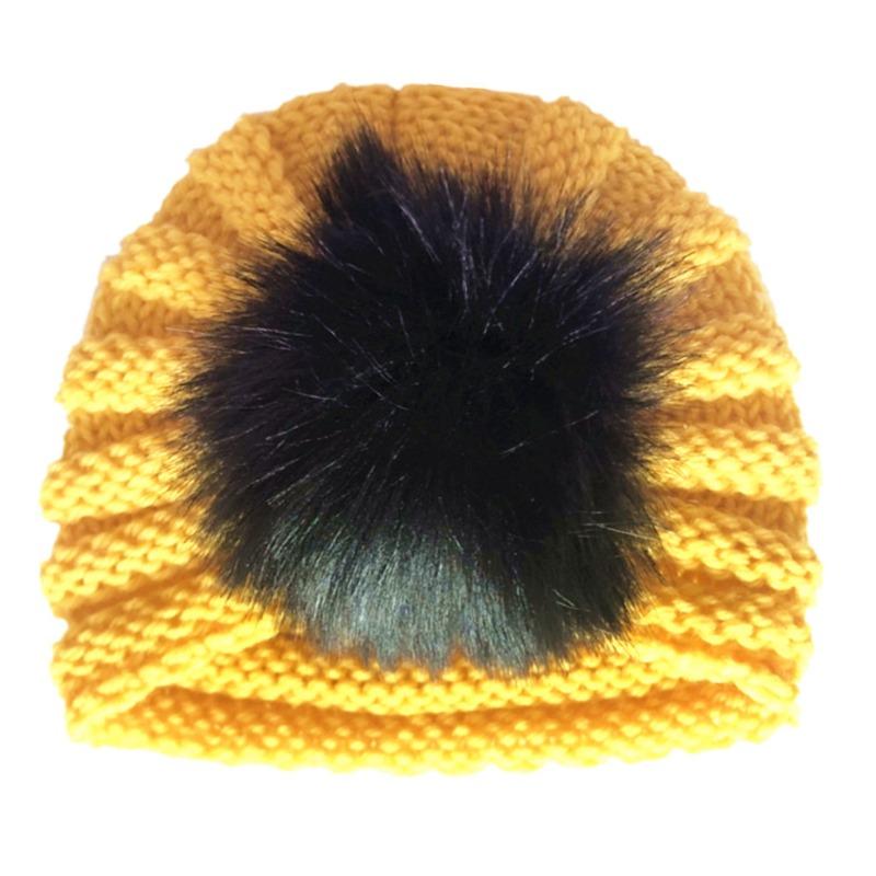 

New autumn and winter children s warm wool hat, baby ear protector pullover hat, baby hairball hat Indian hat Average size