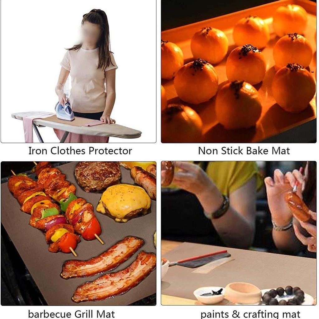 Reusable Grill Mats 40x30cm 4pcs Bakeware Baking Brown