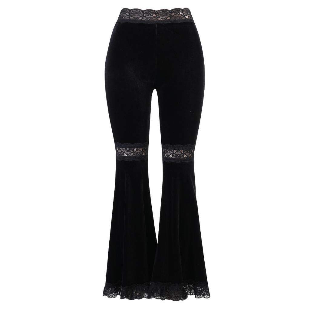 Women Fashion Pants Gothic Paneled Lace Wide-leg Pants Long Pants