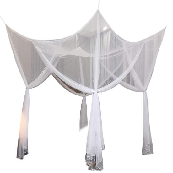 Double Bed Mosquito Net Fine Mesh Canopy Breathable 4 Corner Summer Bed