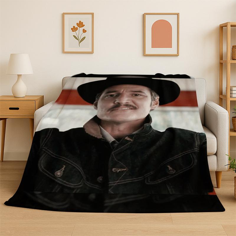 Fashion Pedro Pascal Star Flannel Blanket Soft Warm Throw Blanket for Bedroom Living Room Bed Travel Camping Picnic Gift Kids