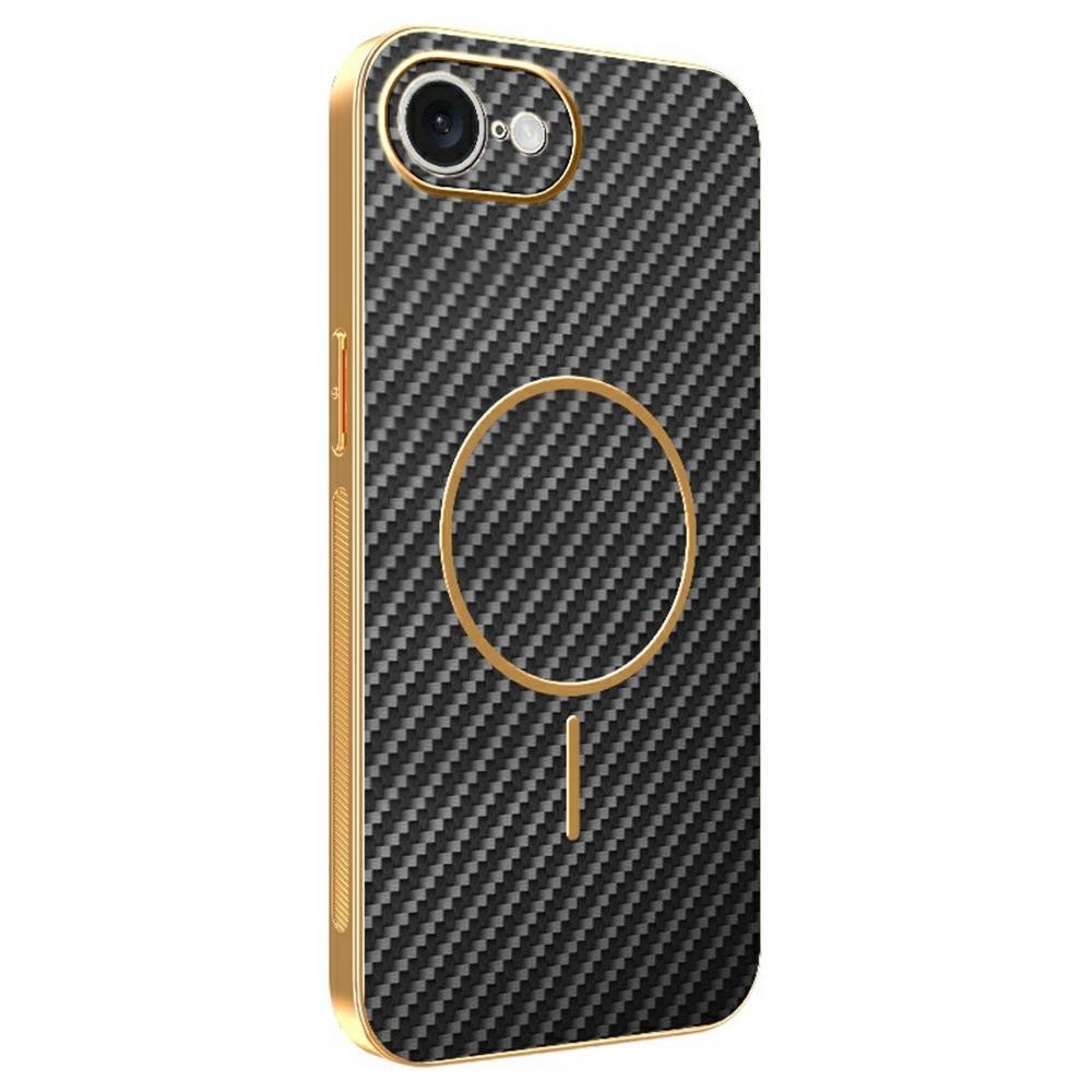 For iPhone 16e Phone Case Carbon Fiber Textured Electroplated TPU Back Cover