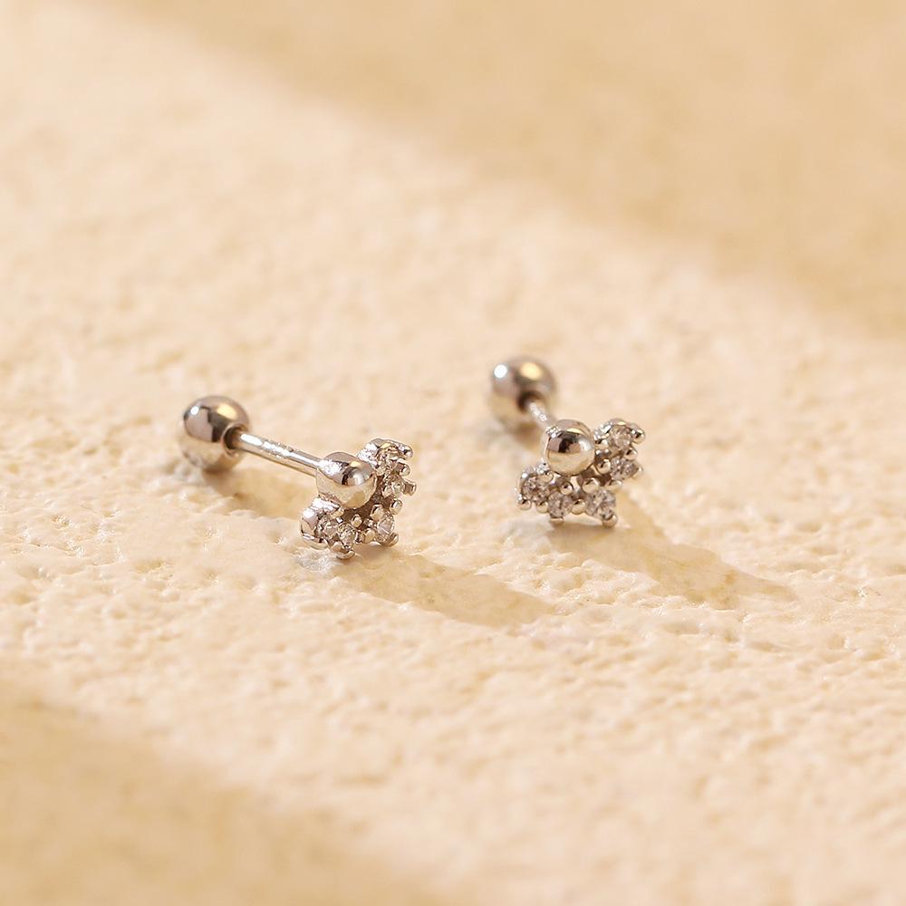 Exquisite S925 Sterling Silver Cartilage Earring with Small Screw Back, Personalized Niche Design