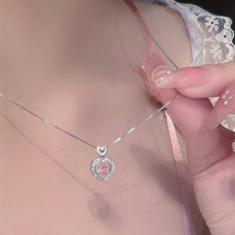 Kadınlar İçin Vintage Gotik Kalp Pembe Kolye Kolyeler Takı