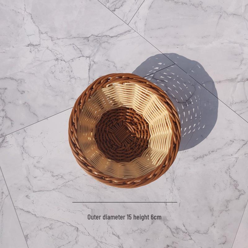 Creative Round Handwoven Rattan-Style Basket for Snacks & Dried Fruit