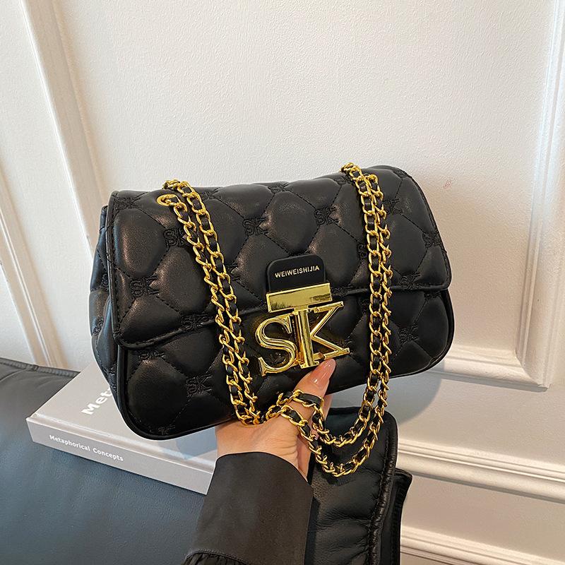 

Преміальна сумка-ланцюжок з діамантами жіноча сумка 2024 нова модна маленька квадратна сумка модна на плече сумка-месенджер чорний