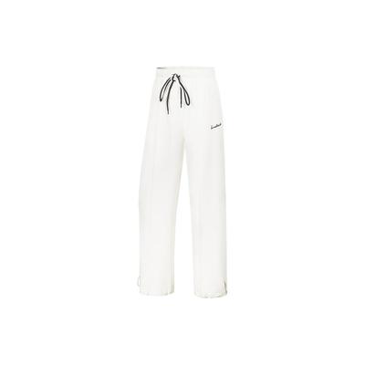 Li Ning Fitness Series Embroidered Letter Print Cuffed Knitted Sports Pants Women Pants Off-White AKLT480-1