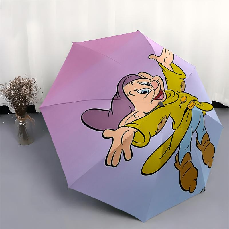 Dwarf, Snow White Automatic Opening and Closing Umbrella - 8 Ribs Portable Folding Umbrella with Plastic Handle, Suitable for Leisure and Ha