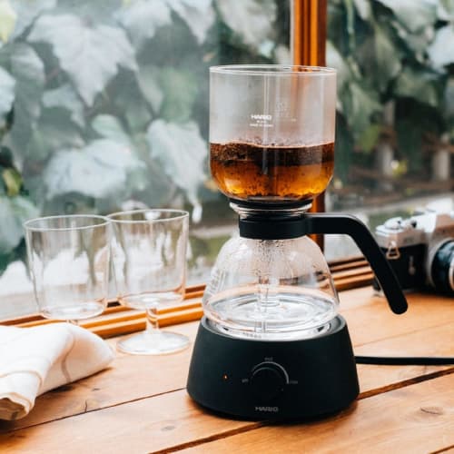 HARIO Electric Coffee Siphon for 3 Cups Practical Capacity 360mL Black Electric Siphon Compact HARIO Glass ECA-3-B