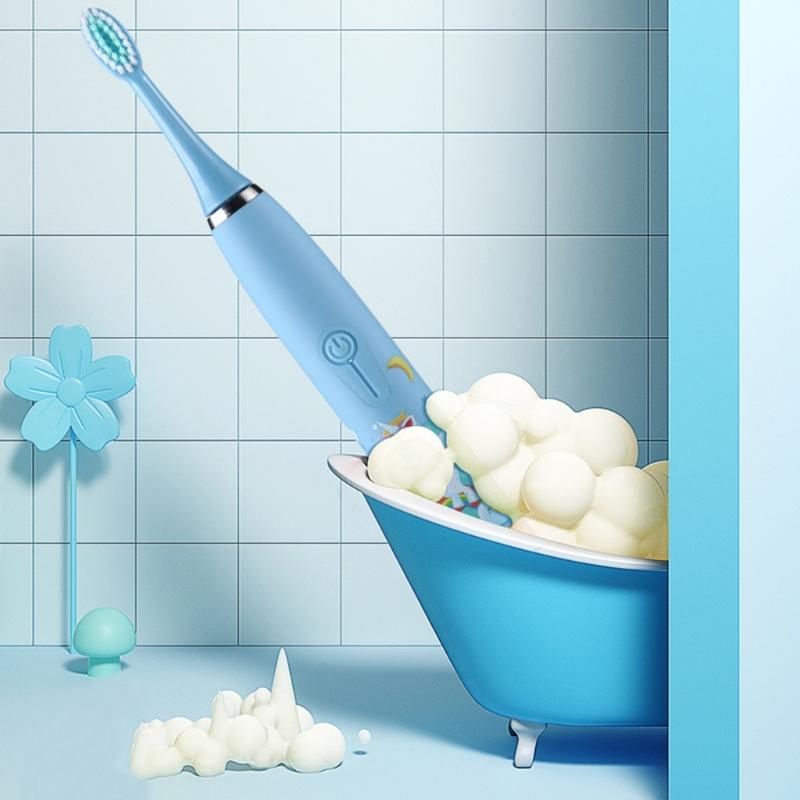 Автоматическая ультразвуковая электрическая зубная щетка с рисунком из мультфильма — фото 5