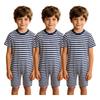 3 Piezas Mono Rayado Adaptativo para Niños Cuello Redondo Manga Corta Longitud hasta el Muslo Espalda Anti-Rayas Cremallera Invisible para Cuidado de Necesidades Especiales